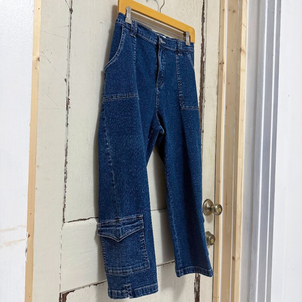 Vintage Y2K Denim 24/7 Cargo Cropped Jeans – 18W – High Rise – NWT Tag – Rare